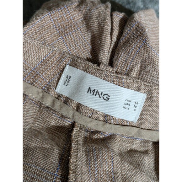 Plaid 100% linen shorts by MNG Mango Size 10 tweed preppie academia grandpa - Picture 7 of 9